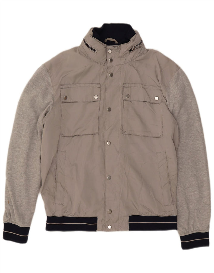 Zara Herre Hooded Bomber Jacket UK 40 Large Grey
