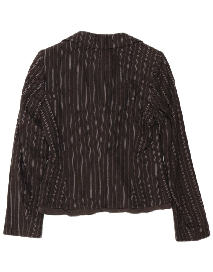 Penny Black Dame 3-knaps blazerjakke UK 12 Mellem brun stribet bomuld