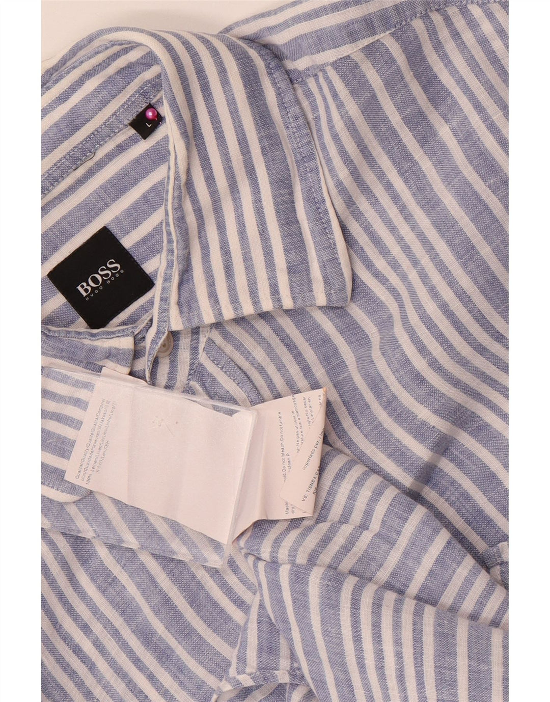 Hugo Boss Herreskjorte Large Blue Pinstripe Linen