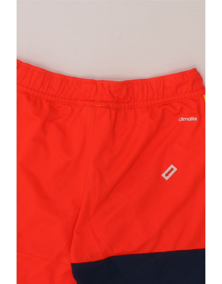 ADIDAS Boys Climalite Sport Shorts 7-8 Years  Red Colourblock Polyester Vintage Adidas and Second-Hand Adidas from Messina Hembry 