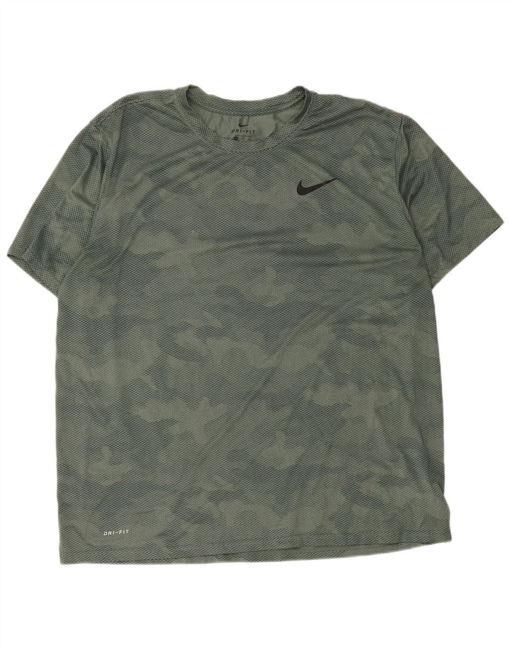 Nike Herre Dri Fit T-Shirt Top 2XL Grøn Camouflage Polyester