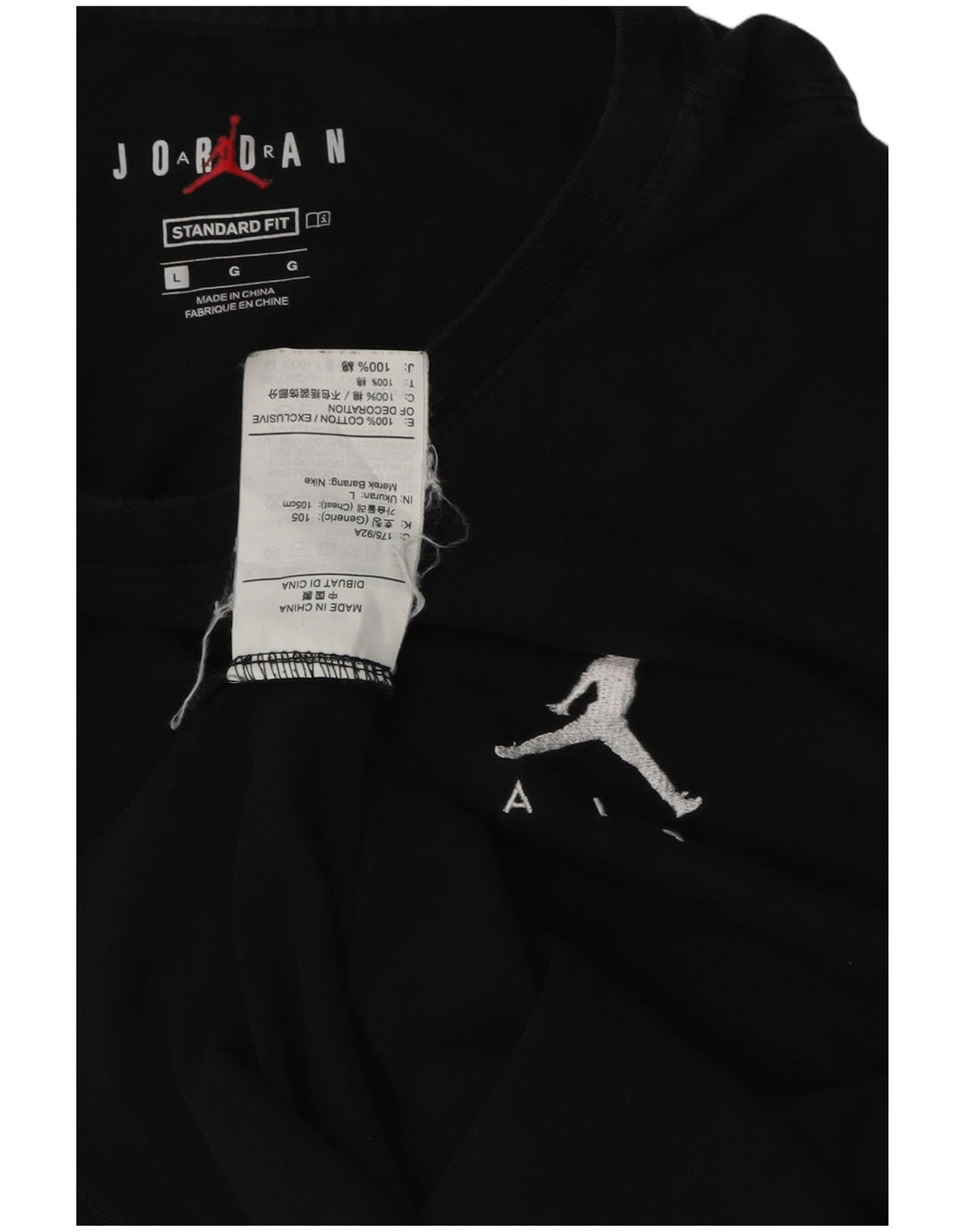JORDAN Herre Standard Fit T-Shirt Top Stor Sort Bomuld