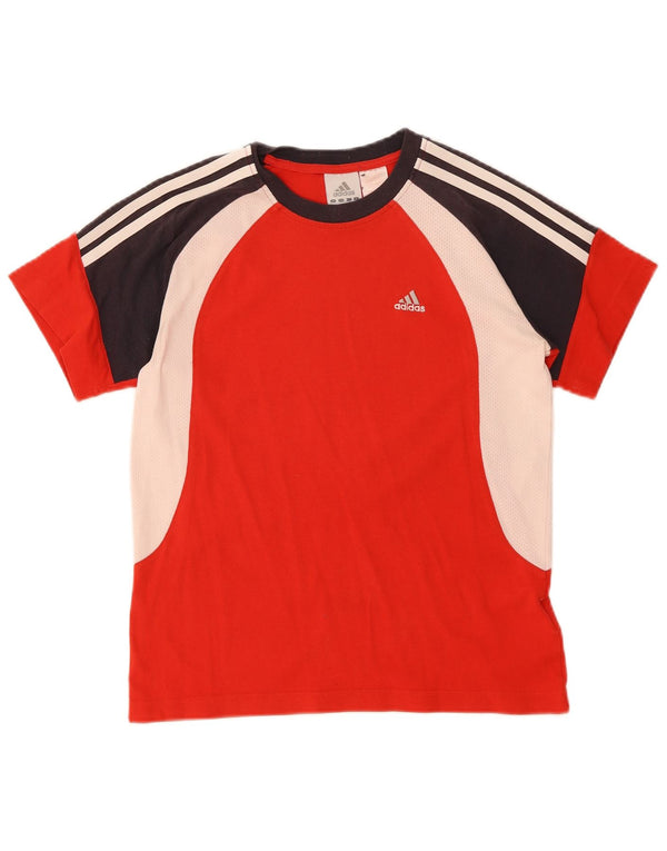 Adidas Boys T-Shirt Top 13-14 år Rød Colourblock Bomuld