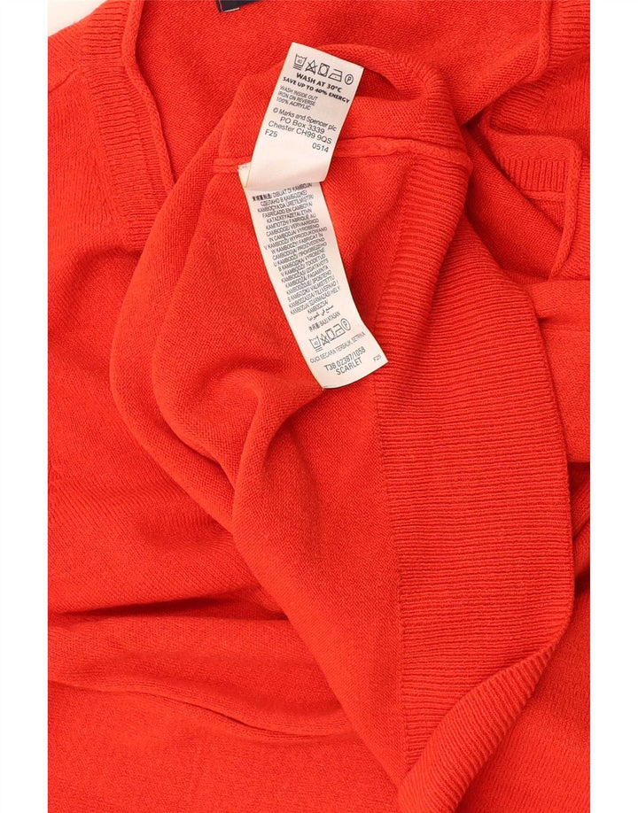 Marks & Spencer Dame V-hals sweater UK 8 Small Orange Akryl