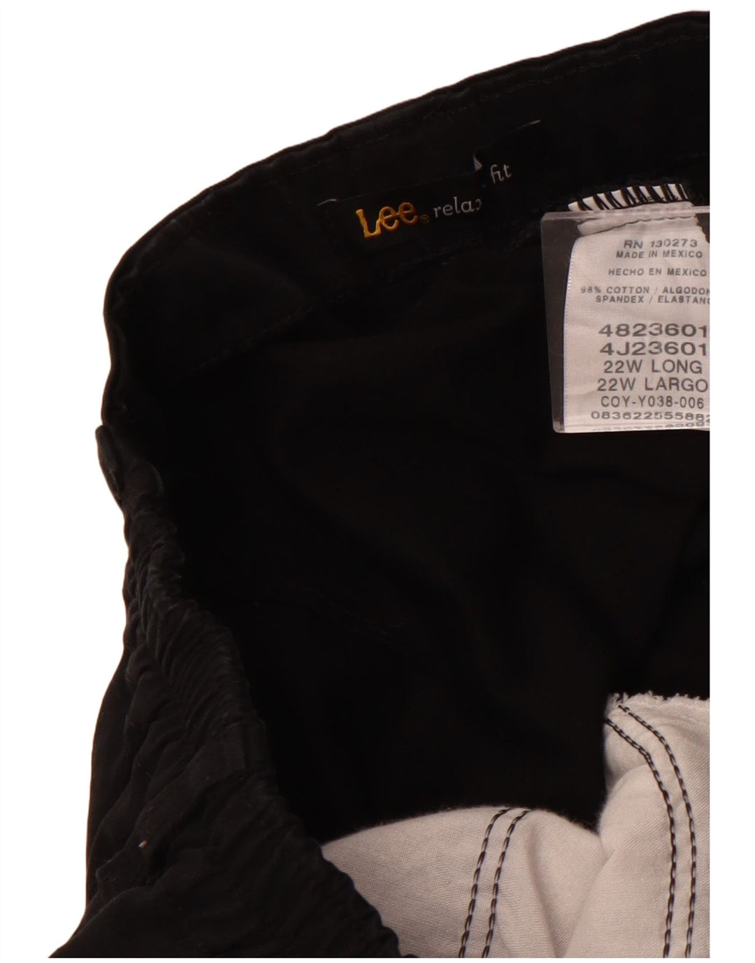 LEE afslappet pasform chinobukser til kvinder US 22 3XL W40 L31 sort bomuld