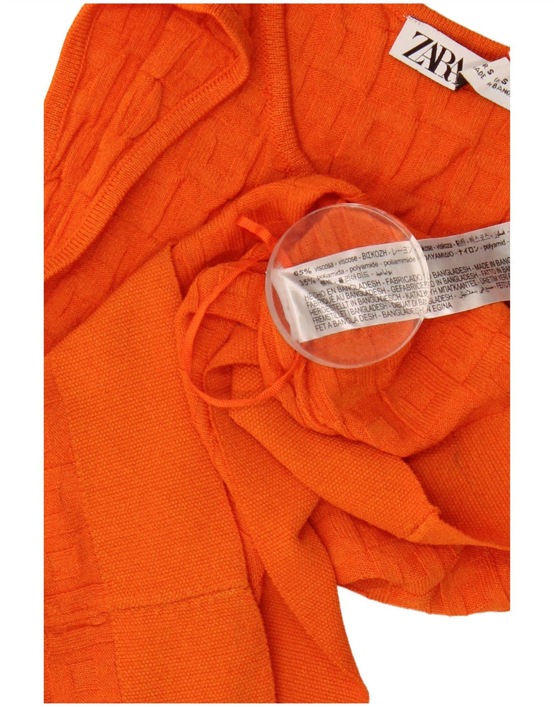 Zara Womens Crop Vest Top UK 8 Small Orange Viscose