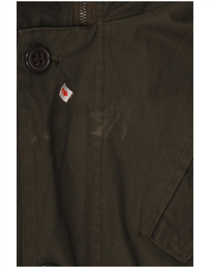 VINTAGE Herre Hooded Parka Jacket UK 40 Stor Khaki Bomuld