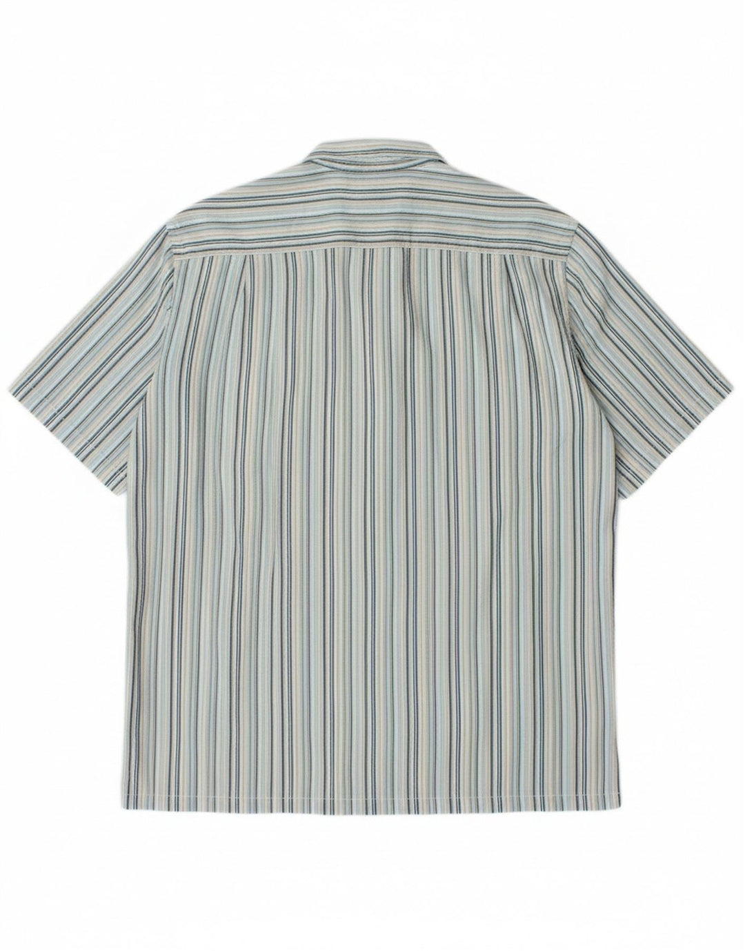 JAMES PRINGLE Mens Short Sleeve Shirt Large Blue Striped Cotton