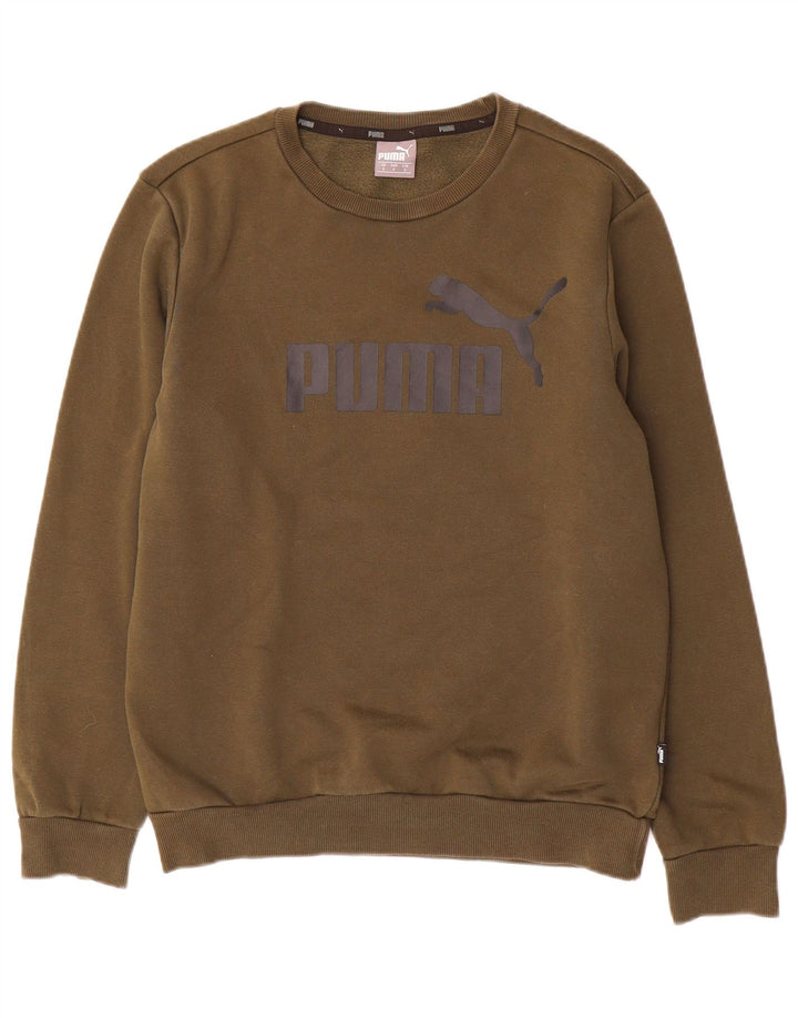 Puma Herre Grafisk Sweatshirt Jumper Small Khaki Bomuld