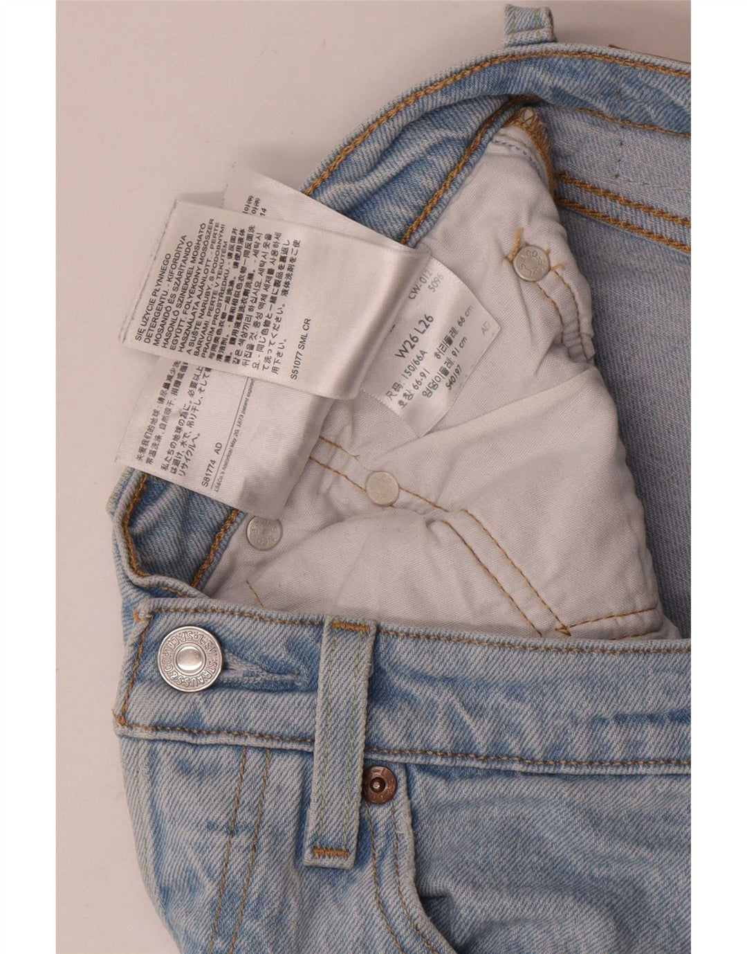 Levi's Dame 501 Straight Jeans W26 L26 Blå Bomuld