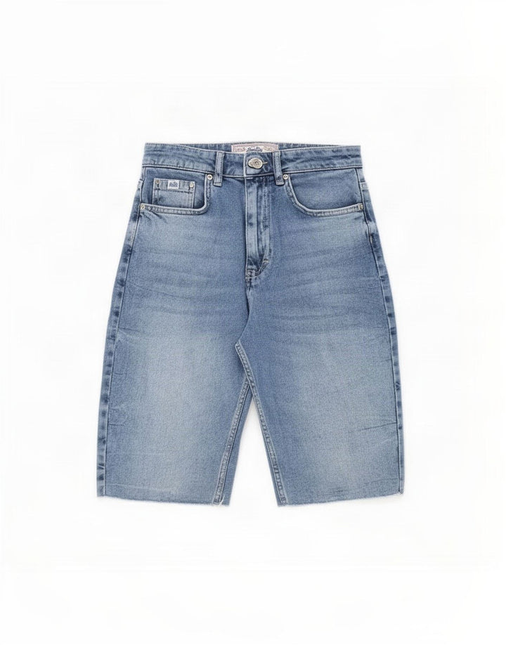 Superdry denimshorts til kvinder W28 mellemblå bomuld