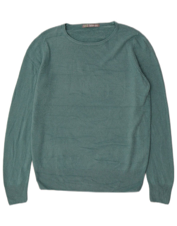 Marks & Spencer Dame Boat Neck Jumper Sweater UK 10 Small Blue Acryl