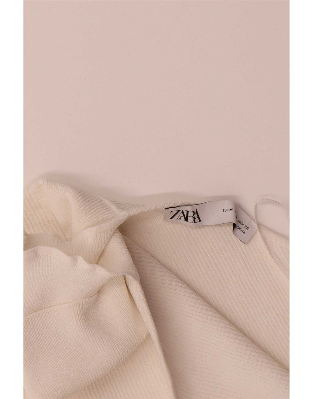 Zara langærmet langærmet top med én skulder UK 12 Medium White Viscose