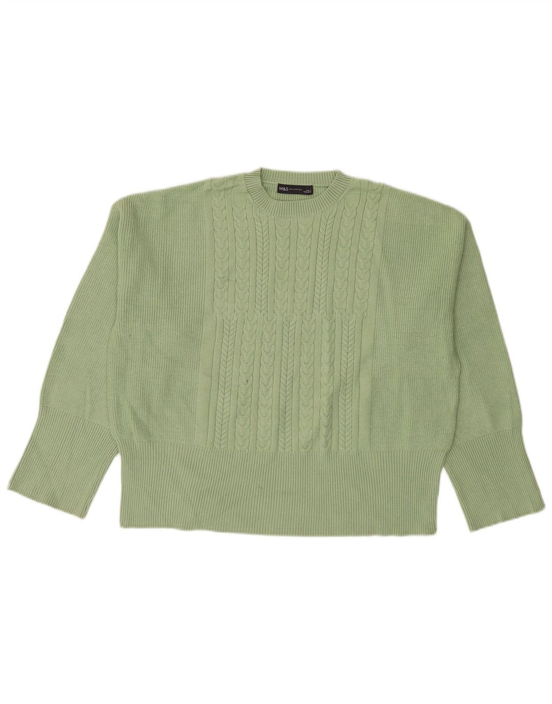 MARKS & SPENCER Womens Crew Neck Jumper Sweater UK 16 Large Green Viscose