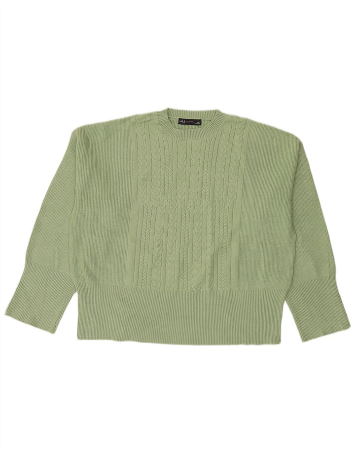 MARKS & SPENCER Womens Crew Neck Jumper Sweater UK 16 Large Green Viscose