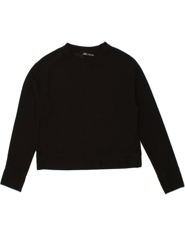 ZARA Womens Crop Sweatshirt Jumper UK 10 Small Black Viscose Vintage Zara and Second-Hand Zara from Messina Hembry 