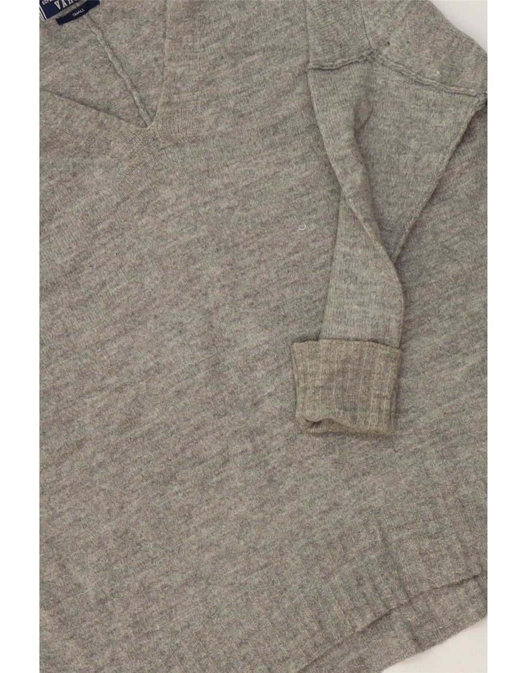SUPERDRY Womens Oversized Longline V-Neck Jumper Sweater UK 10 Small Grey Vintage Superdry and Second-Hand Superdry from Messina Hembry 