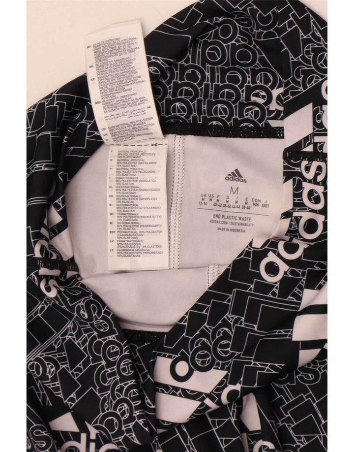Adidas Graphic Leggings til kvinder UK 12/14 Medium Black Polyester