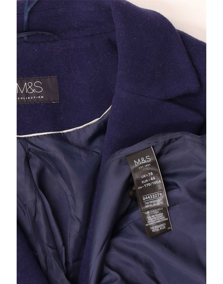 Marks & Spencer Dame Oversized Overfrakke UK 16 Large Blue Wool