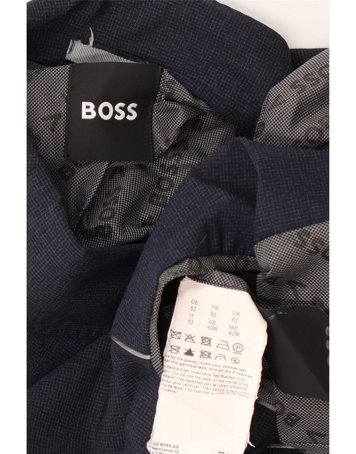 Hugo Boss Herre 2-knaps blazerjakke UK 52 XL Marineblå ternet uld