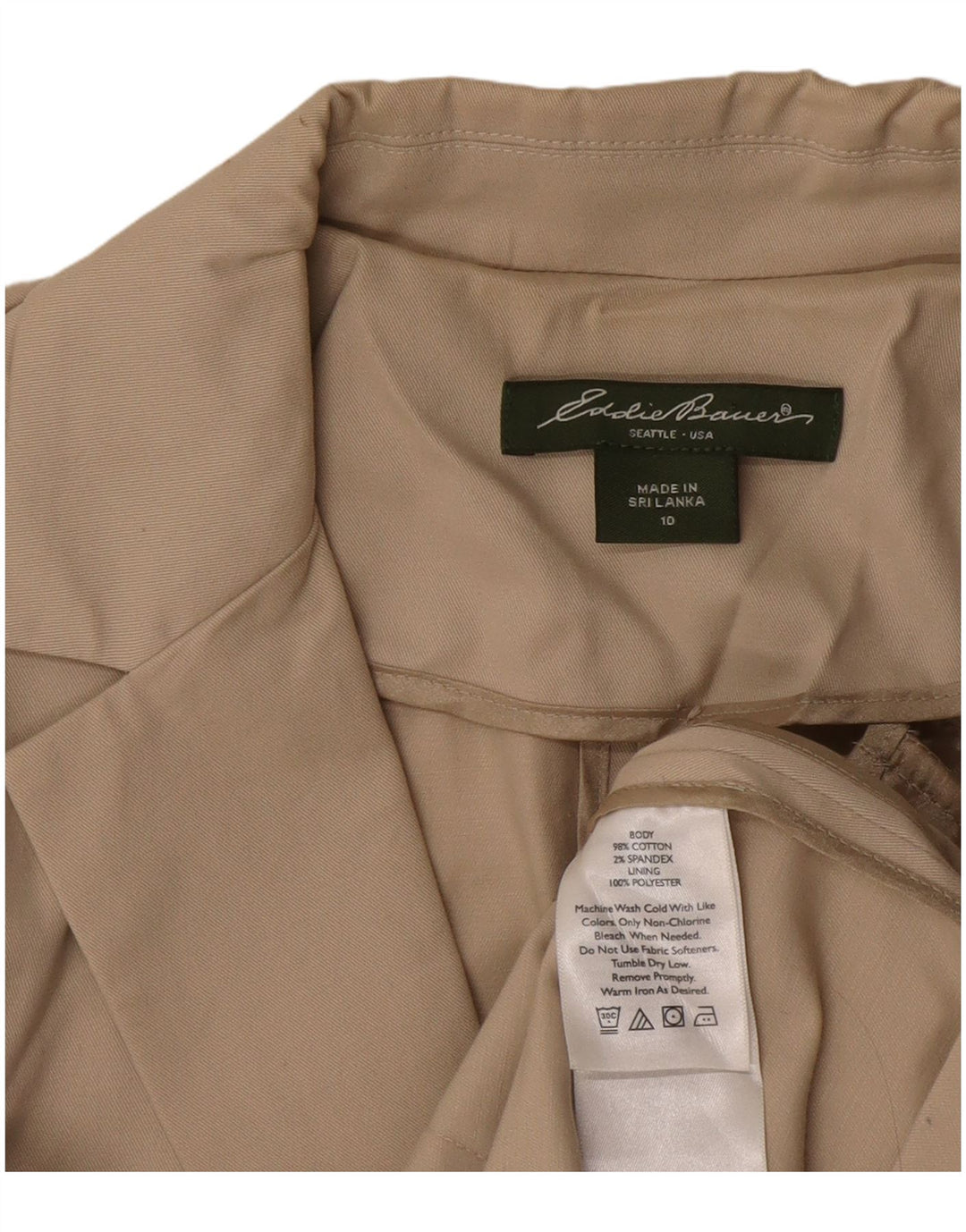 EDDIE BAUER Dame 2-knaps blazerjakke US 10 Stor beige bomuld