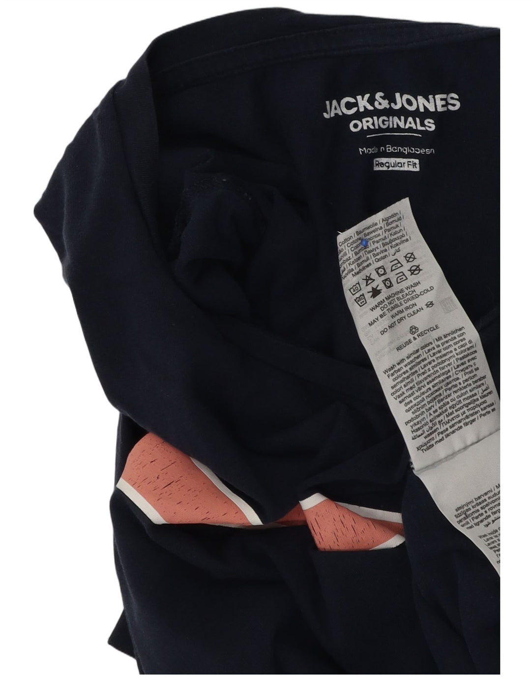 Jack & Jones Herre grafisk T-shirt Top Medium Navy Blue Colourblock