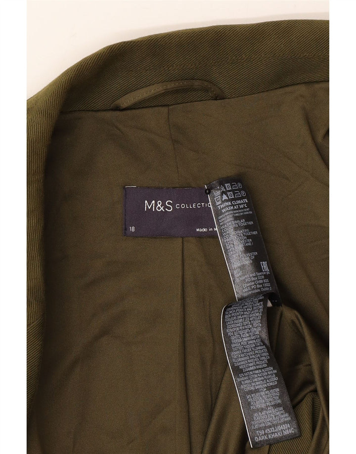 Marks & Spencer Dame 2-knaps blazerjakke UK 18 XL Khaki Bomuld