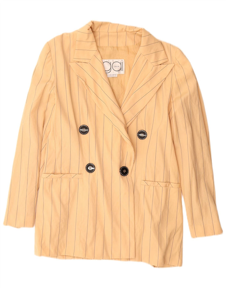 VINTAGE dobbeltradet blazerjakke til kvinder UK 18 XL Beige nålestribe