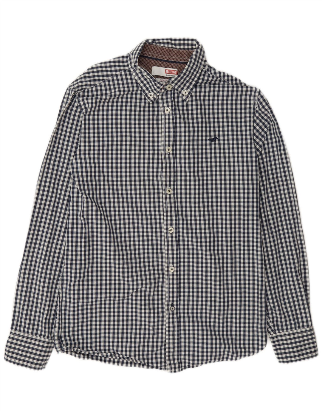 Mustang Herre Slim Fit skjorte Medium Marineblå Gingham Cotton