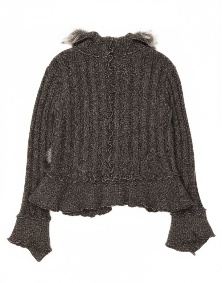 Lissa Womens Crop Cardigan Sweater UK 8 Small Grå Akryl
