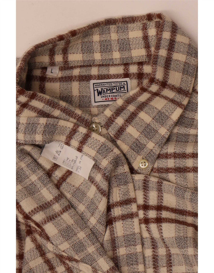 Wampum Herre flannelskjorte Stor beige ternet bomuld