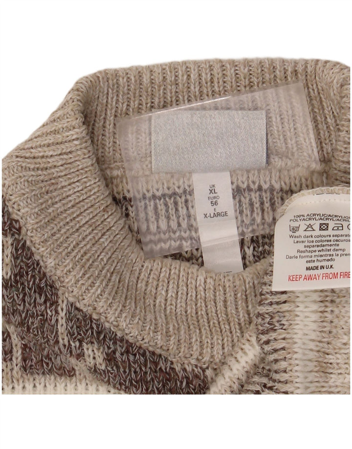NICO Mens Crew Neck Jumper Sweater XL Grey Geometric Acrylic