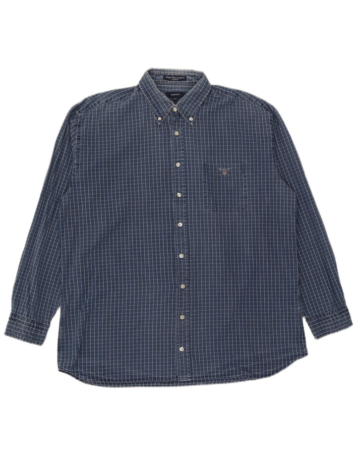 Gant herre Regular Fit skjorte 2XL blå ternet bomuld