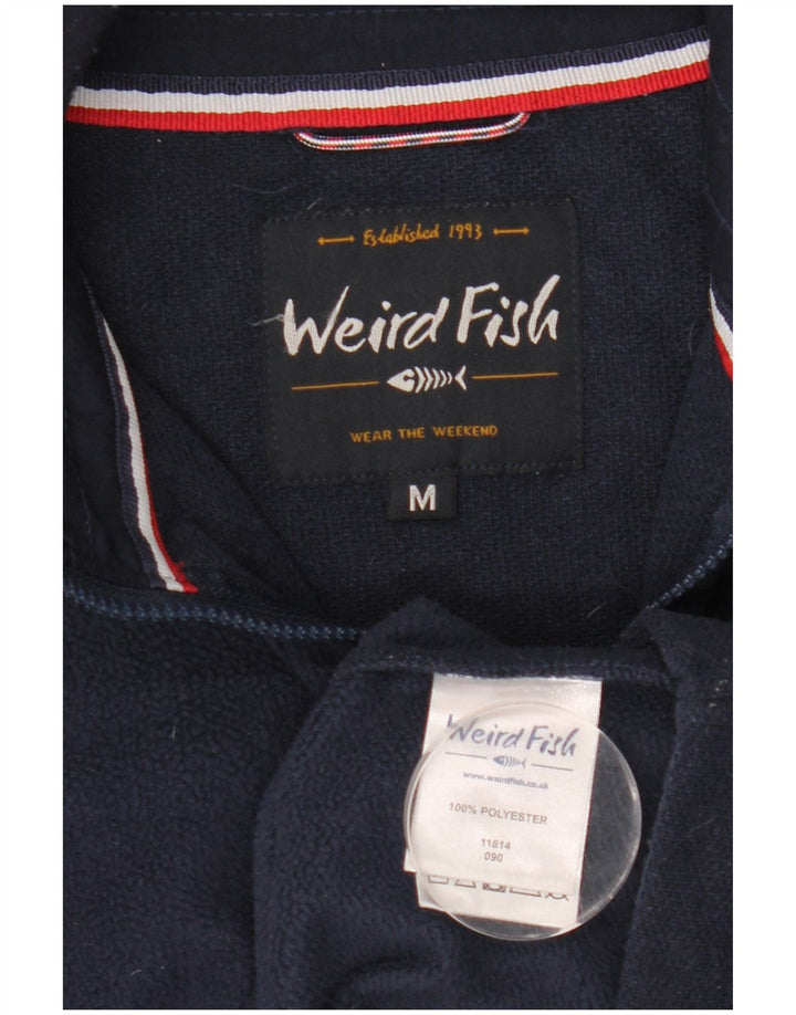 Weird Fish Herre Zip Neck Fleece Jumper Medium Navy Blue Polyester