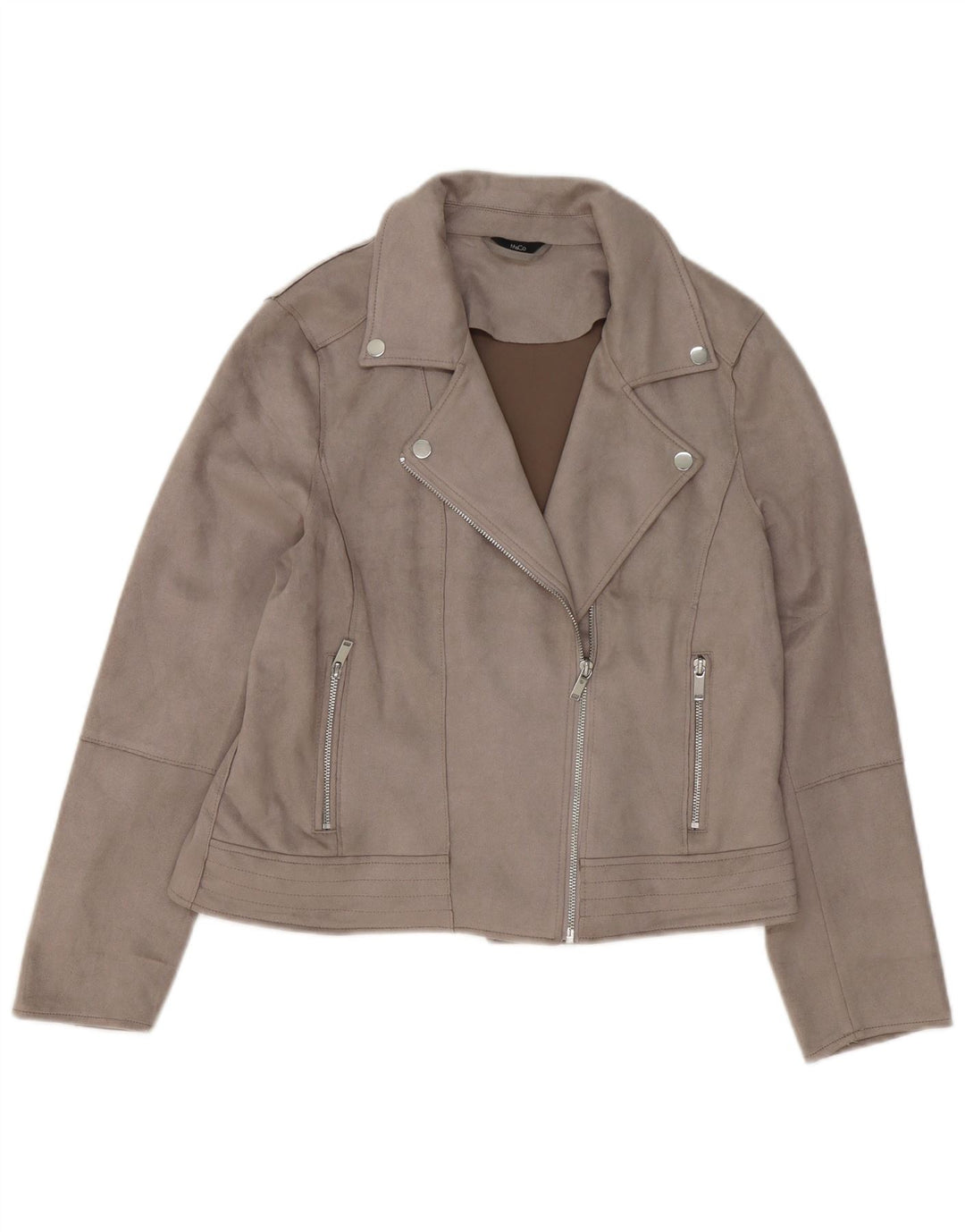 M&Co Womens Biker Jacket UK 14 Large Grå Polyester