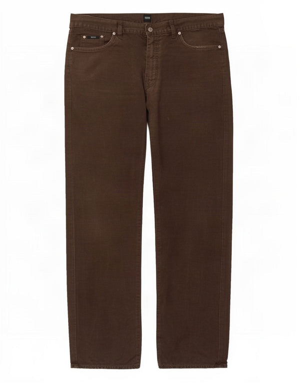 Hugo Boss Straight Casual bukser til mænd W38 L34 Brun bomuld