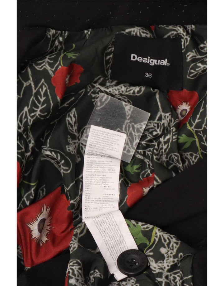 Desigual Dame 2-knaps blazerjakke EU 36 Small Black Floral Polyester