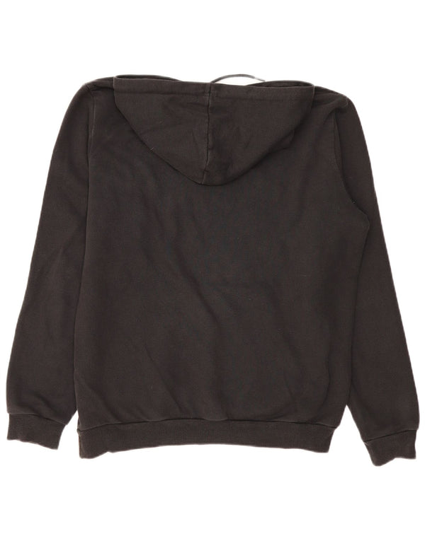 PUMA Womens Graphic Hoodie Jumper UK 14 Medium Black Cotton