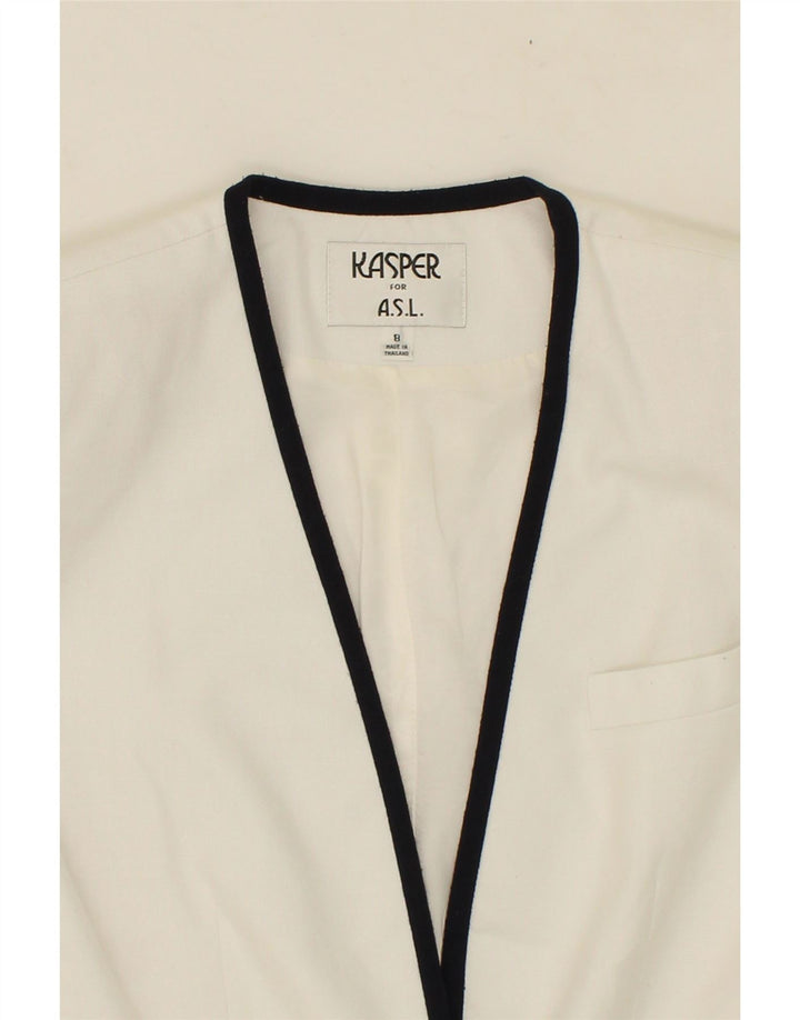 VINTAGE Womens 1 Button 3/4 Sleeve Blazer Jacket UK 8 Small White Vintage Vintage and Second-Hand Vintage from Messina Hembry 