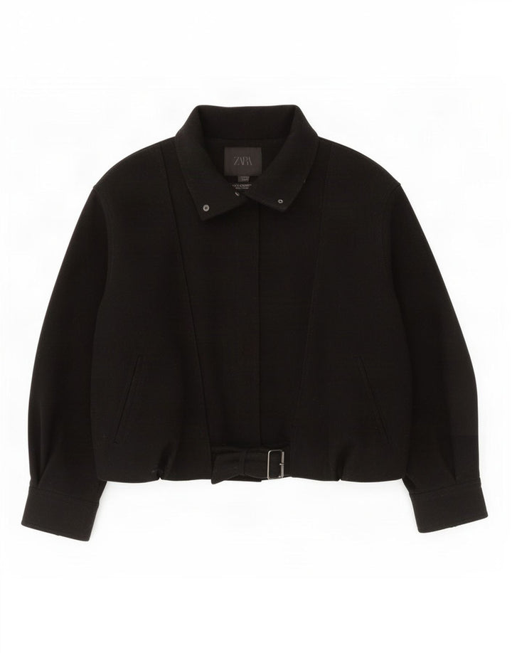 Zara Womens Bomber Oversized Windbreaker Jacket UK 14 Medium Black Wool