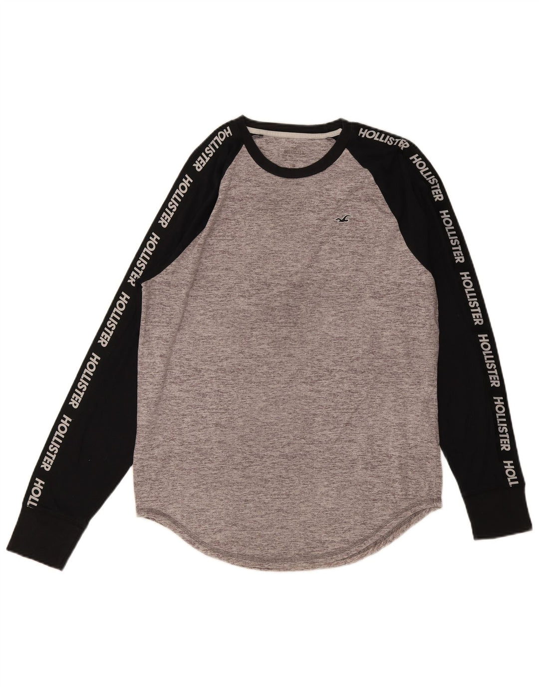 Hollister Herre grafisk top Langærmet mellemgrå Colourblock Bomuld