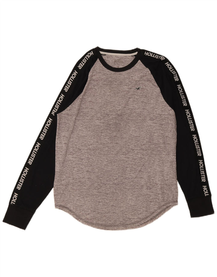 Hollister Herre grafisk top Langærmet mellemgrå Colourblock Bomuld