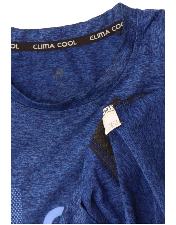 Adidas Herre Climacool Grafisk T-Shirt Top Medium Blue Colourblock Polyester