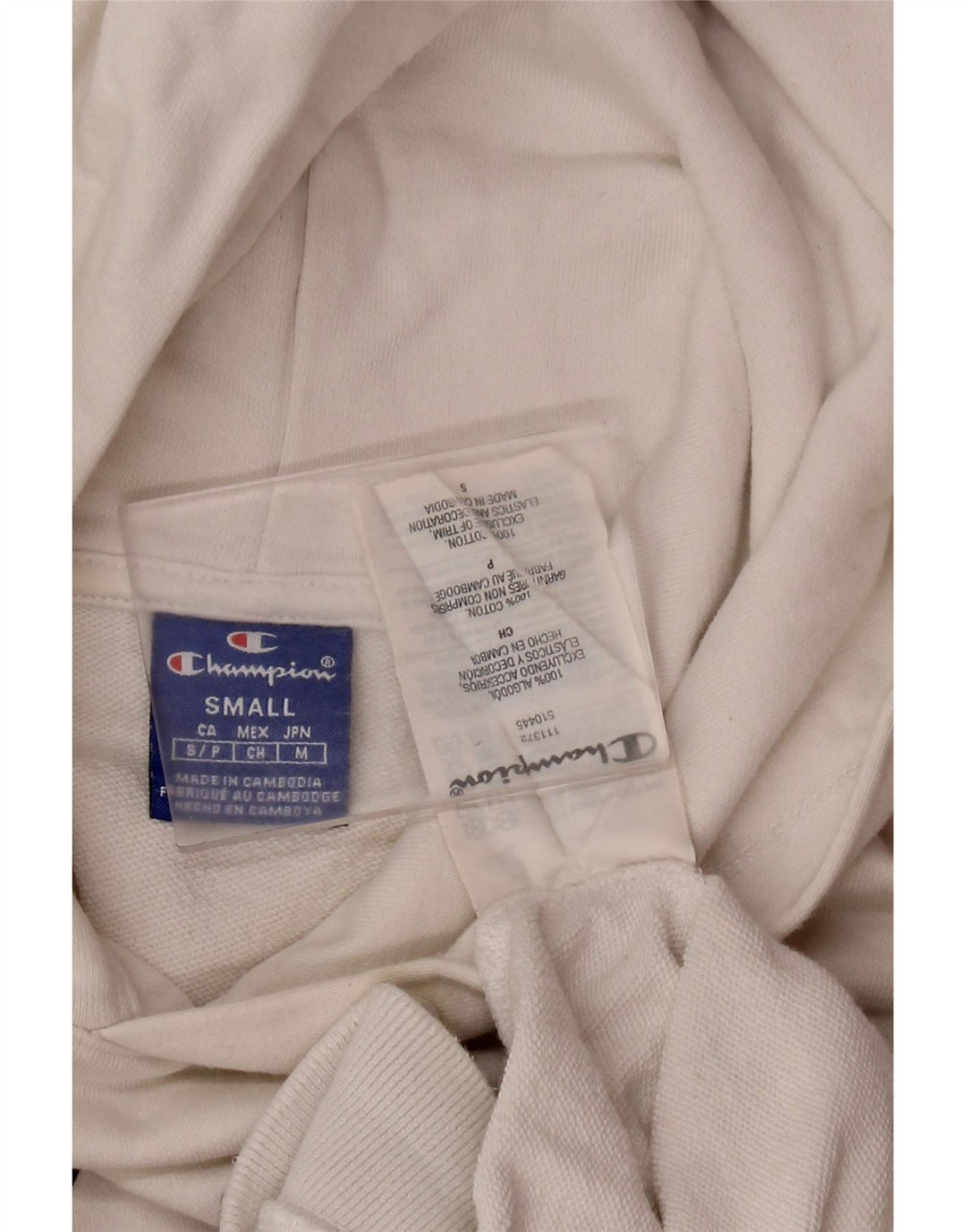 CHAMPION Dame Crop Grafisk Kortærmet Hoodie Jumper UK 10 Small White