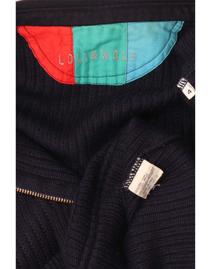 Loli Wolf Herre Cardigan Sweater Stor Marineblå Uld