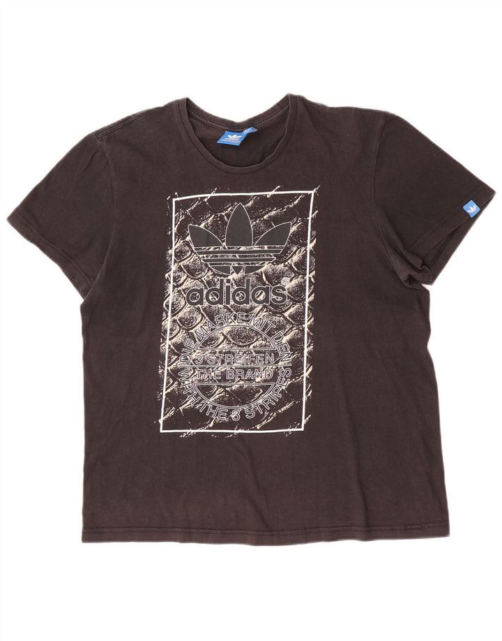 Adidas Herre grafisk T-shirt Top Medium Sort Bomuld