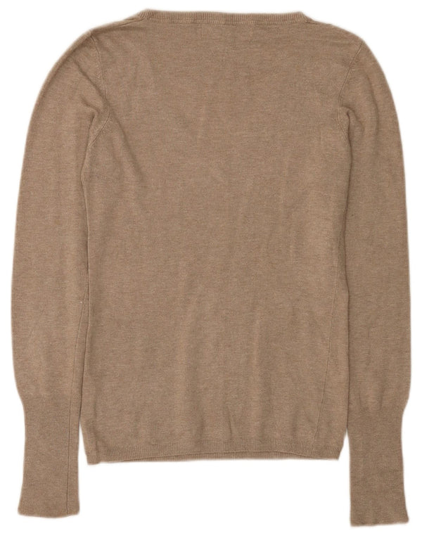 Zara Dame V-hals sweater UK 12 Medium Beige Rayon