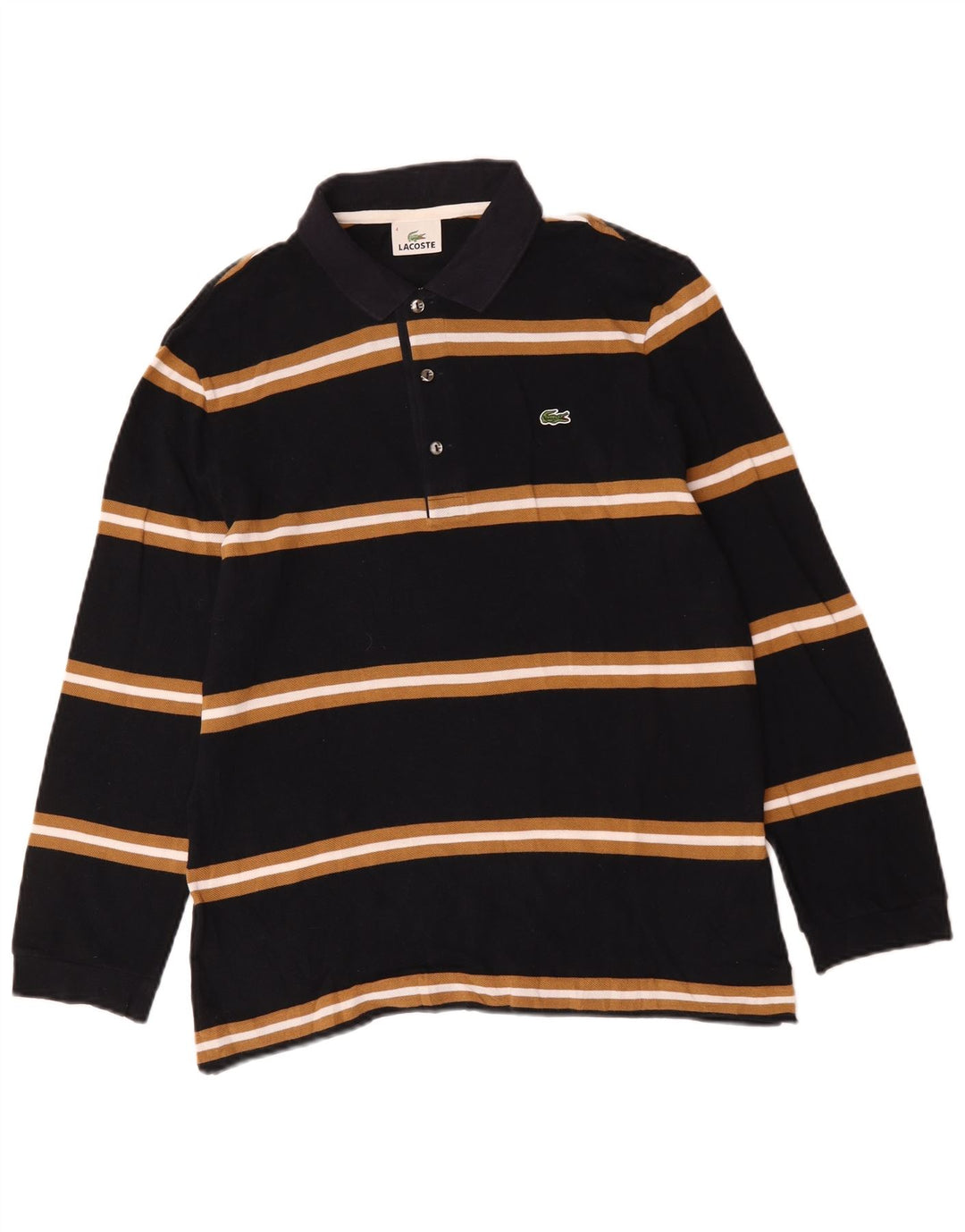 Lacoste Langærmet Polo Shirt til mænd Størrelse 4 Medium Sort Stribet Bomuld
