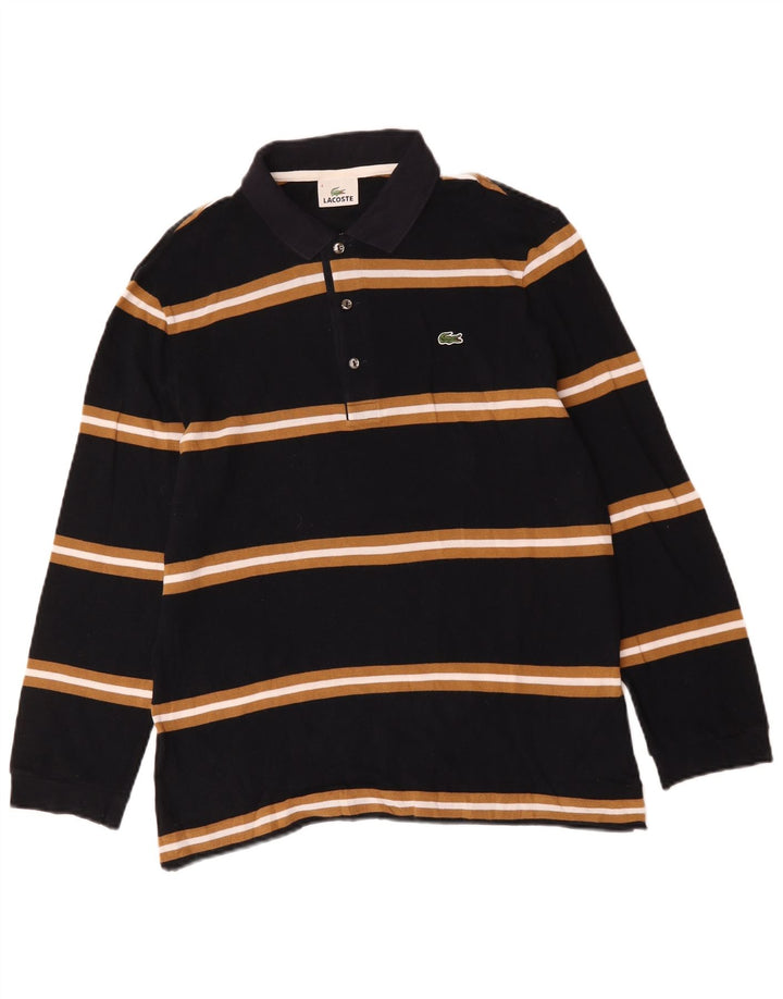 Lacoste Langærmet Polo Shirt til mænd Størrelse 4 Medium Sort Stribet Bomuld