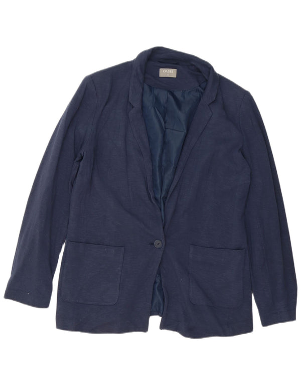 Oasis Dame Oversized 1 Knap Blazer Jacket UK 12 Medium Navy Blue